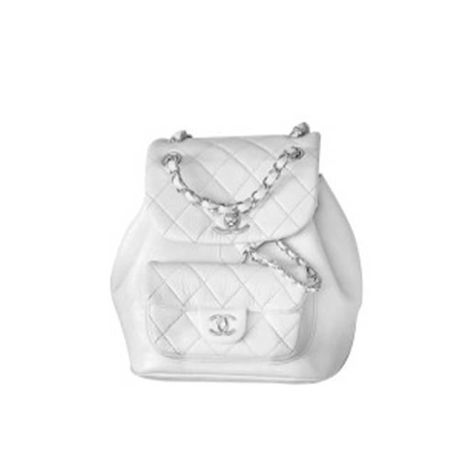 CHANEL BACKPACK WHITE  GOLD HARDWARE  AS1801 (15*18*14cm)